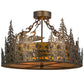 Meyda Lighting Loon 22" 4-Light Antique Copper Semi-flush Mount Ceiling Light With Amber Mica Shade Glass