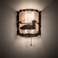 Meyda Lighting Loon 220794 9" Distressed Chestnut Right Wall Sconce With Silver Mica Shade Glass