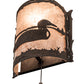 Meyda Lighting Loon 220794 9" Distressed Chestnut Right Wall Sconce With Silver Mica Shade Glass