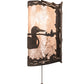 Meyda Lighting Loon 220794 9" Distressed Chestnut Right Wall Sconce With Silver Mica Shade Glass