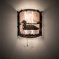 Meyda Lighting Loon 220796 9" Distressed Chestnut Left Wall Sconce With Silver Mica Shade Glass