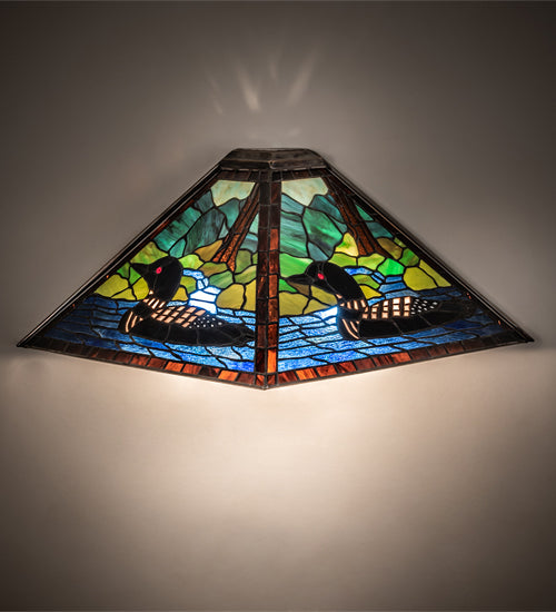 Meyda Lighting Loon 24" 2-Light Wall Sconce With Multi-Colored Shade Glass