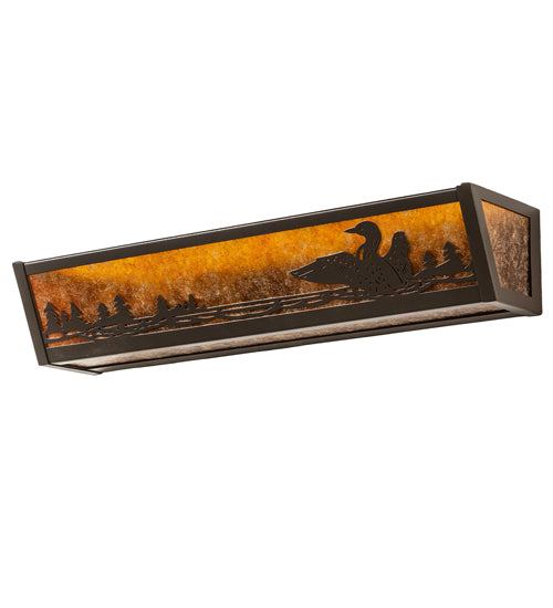 Meyda Lighting Loon 24" 4-Light Timeless Bronze Vein Vanity Light With Amber Mica Shade Glass