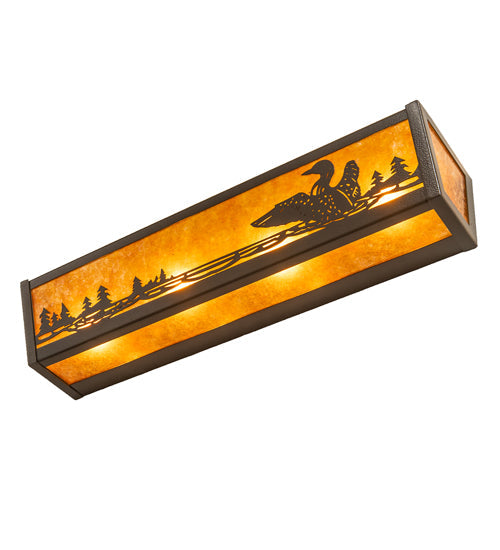 Meyda Lighting Loon 24" 4-Light Timeless Bronze Vein Vanity Light With Amber Mica Shade Glass