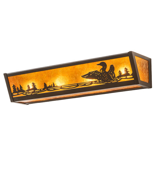 Meyda Lighting Loon 24" 4-Light Timeless Bronze Vein Vanity Light With Amber Mica Shade Glass