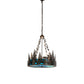 Meyda Lighting Loon 26" 6-Light Antique Copper Inverted Pendant Light With Blue Green Shade Glass