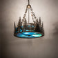 Meyda Lighting Loon 26" 6-Light Antique Copper Inverted Pendant Light With Blue Green Shade Glass