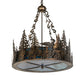 Meyda Lighting Loon 26" 6-Light Antique Copper Inverted Pendant Light With Blue Green Shade Glass