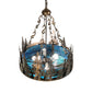 Meyda Lighting Loon 26" 6-Light Antique Copper Inverted Pendant Light With Blue Green Shade Glass