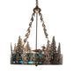 Meyda Lighting Loon 26" 6-Light Antique Copper Inverted Pendant Light With Blue Green Shade Glass