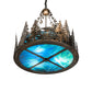 Meyda Lighting Loon 26" 6-Light Antique Copper Inverted Pendant Light With Blue Green Shade Glass