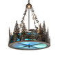 Meyda Lighting Loon 26" 6-Light Antique Copper Inverted Pendant Light With Blue Green Shade Glass