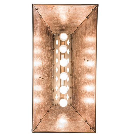 Meyda Lighting Loon 33" 6-Light Antique Copper Island Pendant Light With Silver Mica Shade Glass