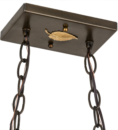 Meyda Lighting Loon 33" 6-Light Antique Copper Island Pendant Light With Silver Mica Shade Glass