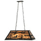 Meyda Lighting Loon 33" 6-Light Textured Black Island Pendant Light With Silver Mica Shade Glass