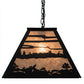 Meyda Lighting Loon 33" 6-Light Textured Black Island Pendant Light With Silver Mica Shade Glass