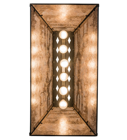 Meyda Lighting Loon 33" 6-Light Textured Black Island Pendant Light With Silver Mica Shade Glass