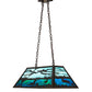 Meyda Lighting Loon 33" 6-Light Timeless Bronze Island Pendant Light With Skuy Blue & Blue Green Art Shade Glass