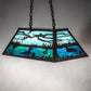 Meyda Lighting Loon 33" 6-Light Timeless Bronze Island Pendant Light With Skuy Blue & Blue Green Art Shade Glass