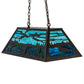 Meyda Lighting Loon 33" 6-Light Timeless Bronze Island Pendant Light With Skuy Blue & Blue Green Art Shade Glass