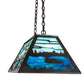 Meyda Lighting Loon 33" 6-Light Timeless Bronze Island Pendant Light With Skuy Blue & Blue Green Art Shade Glass