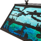 Meyda Lighting Loon 33" 6-Light Timeless Bronze Island Pendant Light With Skuy Blue & Blue Green Art Shade Glass