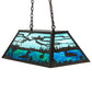 Meyda Lighting Loon 33" 6-Light Timeless Bronze Island Pendant Light With Skuy Blue & Blue Green Art Shade Glass