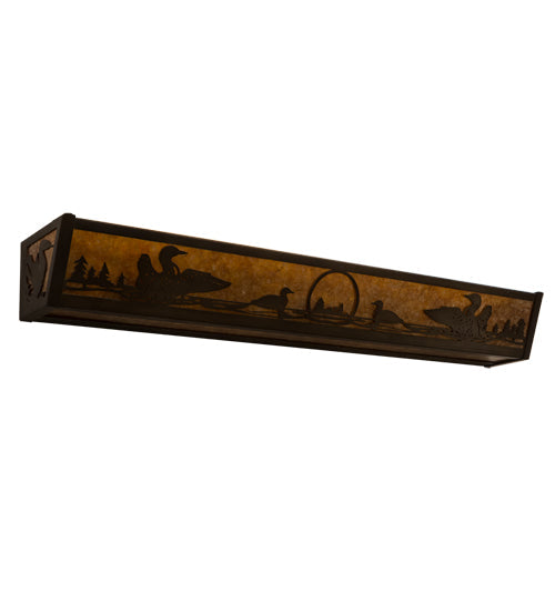 Meyda Lighting Loon 36" 6-Light Antique Copper Vanity Light With Amber Mica Shade Glass