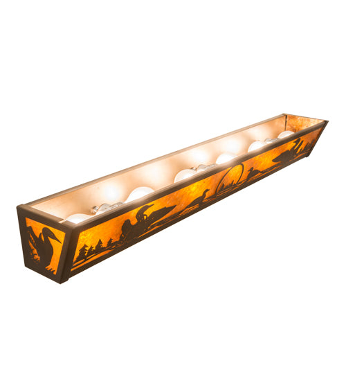 Meyda Lighting Loon 36" 6-Light Antique Copper Vanity Light With Amber Mica Shade Glass