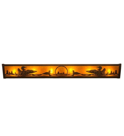 Meyda Lighting Loon 36" 6-Light Antique Copper Vanity Light With Amber Mica Shade Glass