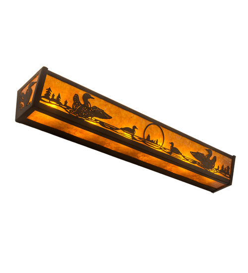 Meyda Lighting Loon 36" 6-Light Antique Copper Vanity Light With Amber Mica Shade Glass