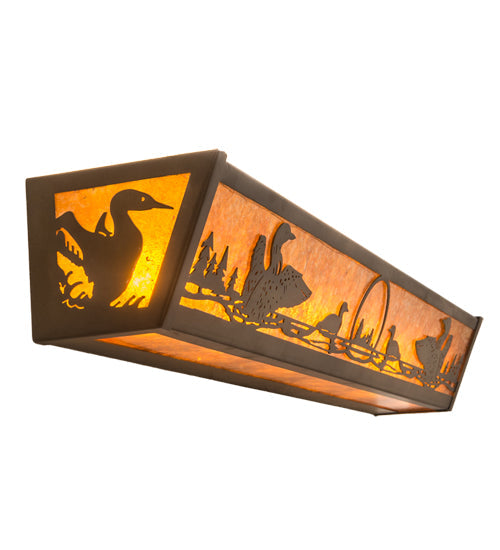 Meyda Lighting Loon 36" 6-Light Antique Copper Vanity Light With Amber Mica Shade Glass