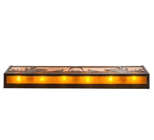 Meyda Lighting Loon 36" 6-Light Antique Copper Vanity Light With Amber Mica Shade Glass