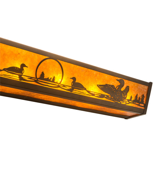 Meyda Lighting Loon 36" 6-Light Antique Copper Vanity Light With Amber Mica Shade Glass