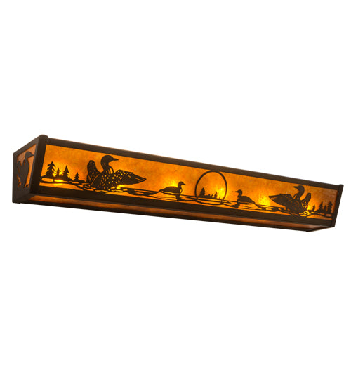Meyda Lighting Loon 36" 6-Light Antique Copper Vanity Light With Amber Mica Shade Glass