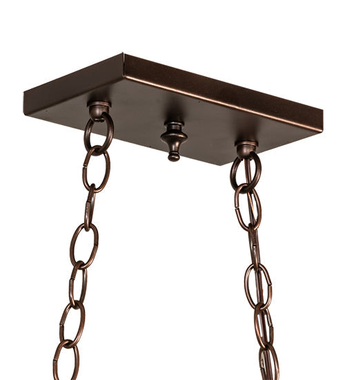 Meyda Lighting Loon 39" 3-Light Mahogany Bronze Island Pendant Light With Multi-Colored Shade Glass