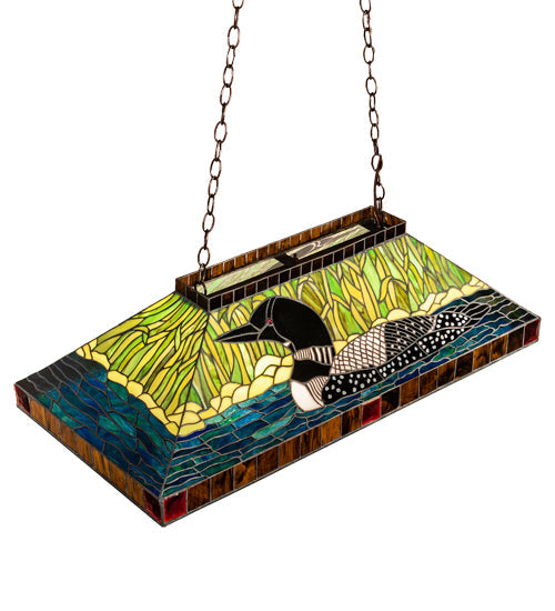 Meyda Lighting Loon 39" 3-Light Mahogany Bronze Island Pendant Light With Multi-Colored Shade Glass