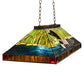 Meyda Lighting Loon 39" 3-Light Mahogany Bronze Island Pendant Light With Multi-Colored Shade Glass