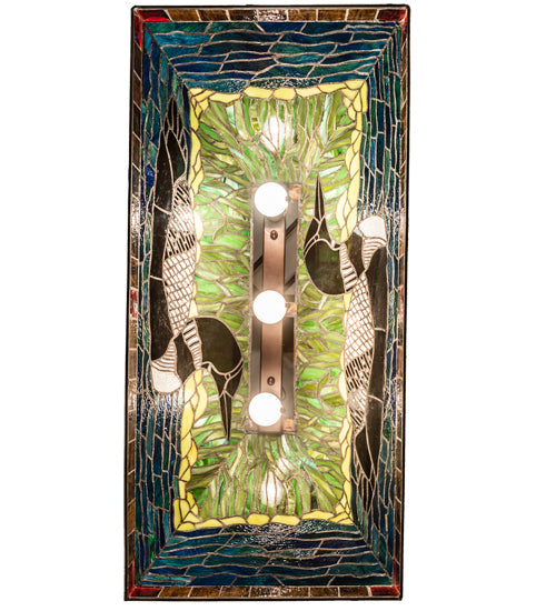Meyda Lighting Loon 39" 3-Light Mahogany Bronze Island Pendant Light With Multi-Colored Shade Glass