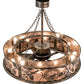Meyda Lighting Loon 45" 16-Light Burnished Antique Copper Chandelier With Silver Mica Shade Glass and Fan