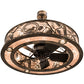 Meyda Lighting Loon 45" 16-Light Burnished Antique Copper Chandelier With Silver Mica Shade Glass and Fan