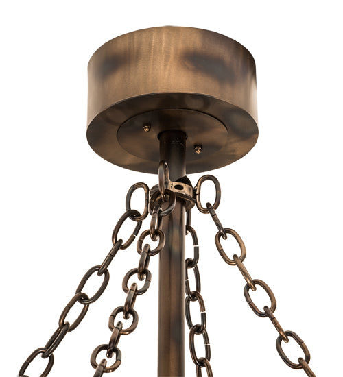 Meyda Lighting Loon 45" 16-Light Burnished Antique Copper Chandelier With Silver Mica Shade Glass and Fan