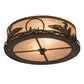 Meyda Lighting Loon 48796 16" 2-Light Antique Copper Flush Mount Light With Silver Mica Shade Glass