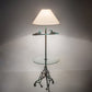 Meyda Lighting Loon 65" Antique Copper Verdigris Floor Lamp With Eggshell Textrene Shade and Clear Tempered Glass