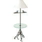 Meyda Lighting Loon 65" Antique Copper Verdigris Floor Lamp With Eggshell Textrene Shade and Clear Tempered Glass