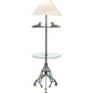 Meyda Lighting Loon 65" Antique Copper Verdigris Floor Lamp With Eggshell Textrene Shade and Clear Tempered Glass