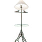 Meyda Lighting Loon 65" Antique Copper Verdigris Floor Lamp With Eggshell Textrene Shade and Clear Tempered Glass