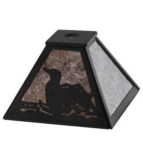 Meyda Lighting Loon 67119 11" Textured Black Frame With Silver Mica Shade Glass