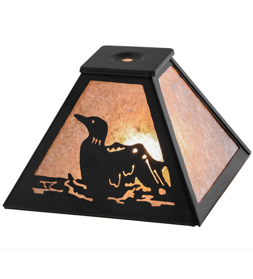 Meyda Lighting Loon 67119 11" Textured Black Frame With Silver Mica Shade Glass