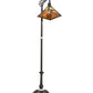 Meyda Lighting Loon 68" Wrought Iron Pine Needle Floor Lamp With Amber Mica Shade Glass